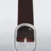 Nubuck Leather Belt with Oval Buckle