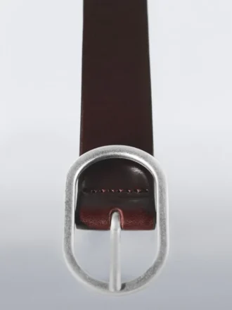 Nubuck Leather Belt with Oval Buckle