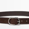 Nubuck Leather Belt with Oval Buckle