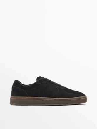 Nubuck Trainers with Contrast Sole