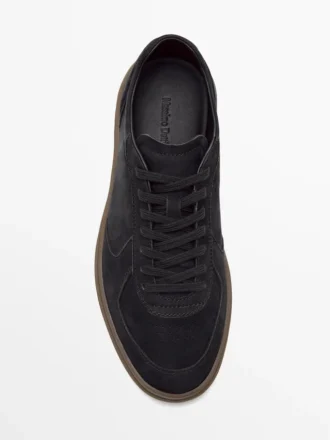 Nubuck Trainers with Contrast Sole