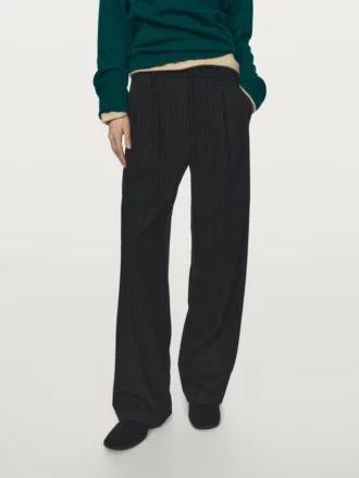 Pinstripe Wide-Leg Trousers