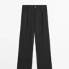 Pinstripe Wide-Leg Trousers