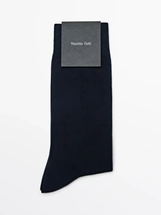 Plain Knit Cotton Blend Socks