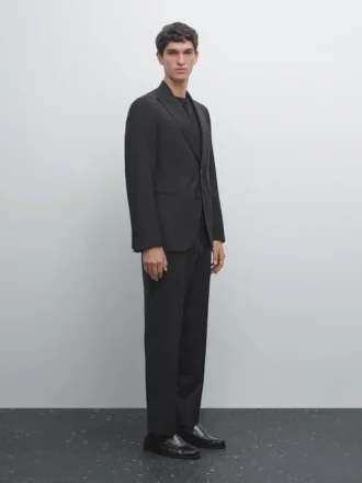 Plain Wool Suit Trousers