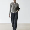 Pleated Wool Blend Trousers