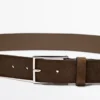 Plush Nappa Leather Belt with Nickel Buckle
