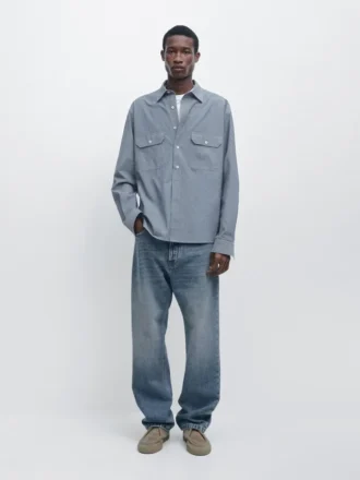 Regular Fit Denim Shirt with Pocket Details