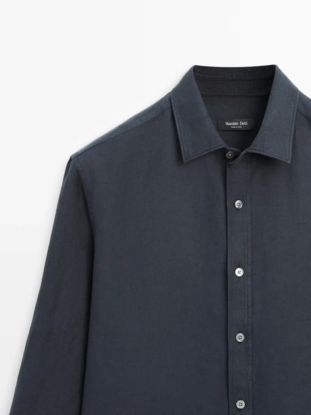 Regular Fit Linen Blend Shirt Regular Fit Linen Blend Shirt