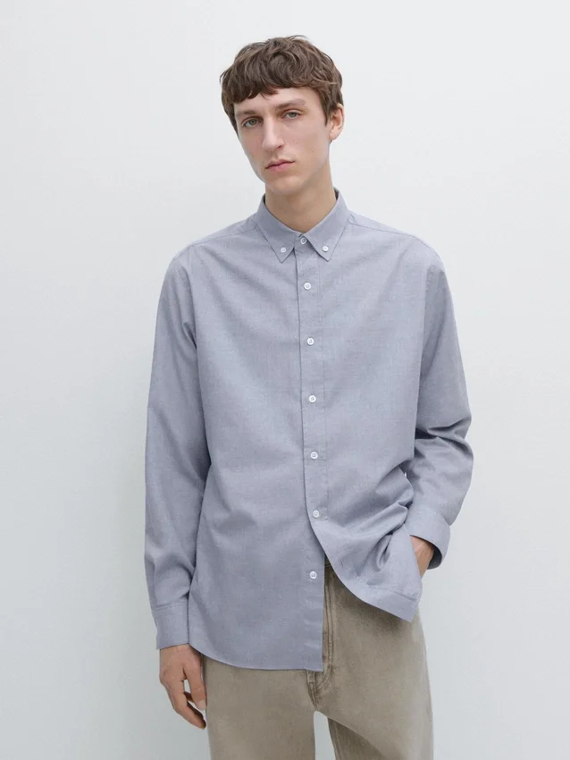 Regular-Fit Melange Cotton Shirt Regular-Fit Melange Cotton Shirt