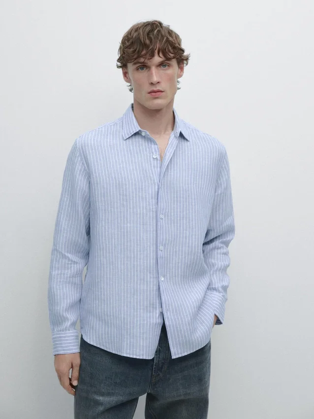 Regular Fit Striped Linen Shirt Regular Fit Striped Linen Shirt