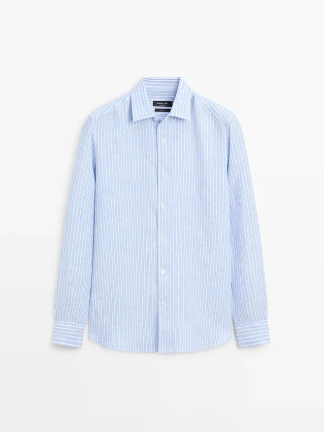 Regular Fit Striped Linen Shirt Regular Fit Striped Linen Shirt