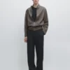 Relaxed Fit Wool Blend Trousers with Darts