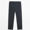 Relaxed Fit Wool Blend Trousers with Darts