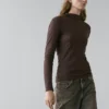 Ribbed Long Sleeve Cotton T-Shirt