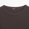 Ribbed Long Sleeve Melange T-Shirt