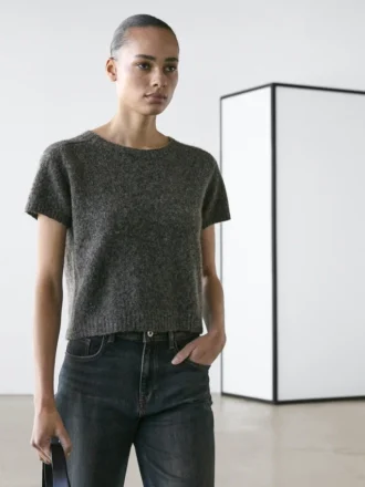 Short Knit Alpaca and Wool Sweater