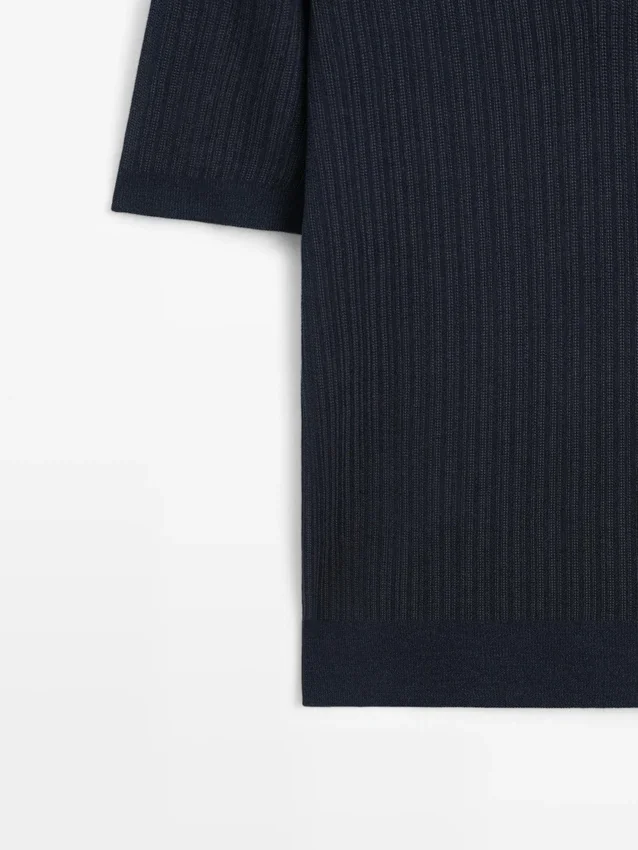 Short Sleeve Textured Knit Polo Shirt Short Sleeve Textured Knit Polo Shirt