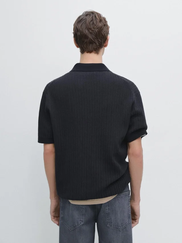 Short Sleeve Textured Knit Polo Shirt Short Sleeve Textured Knit Polo Shirt