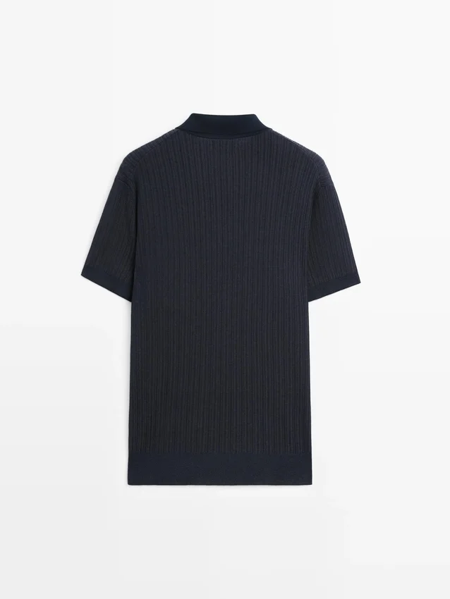 Short Sleeve Textured Knit Polo Shirt Short Sleeve Textured Knit Polo Shirt