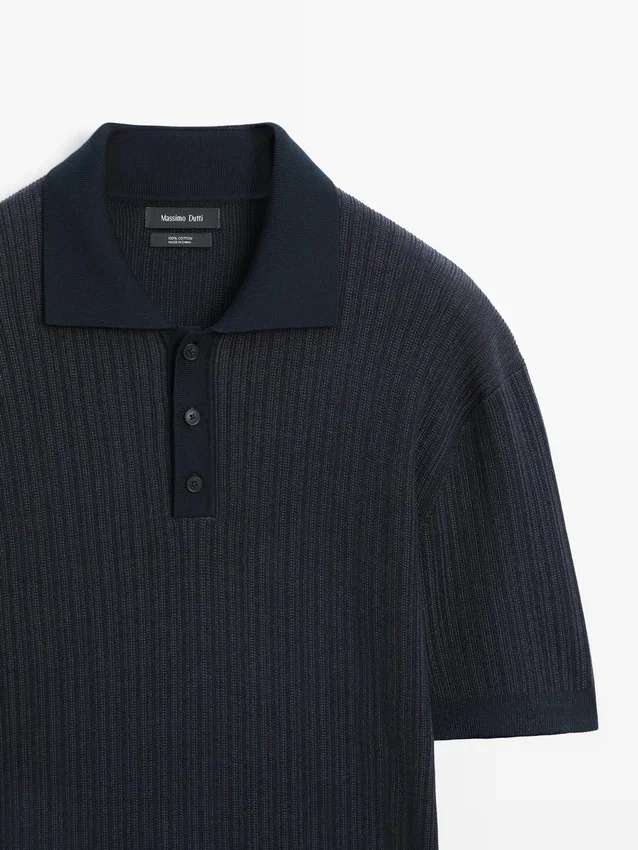 Short Sleeve Textured Knit Polo Shirt Short Sleeve Textured Knit Polo Shirt