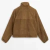 Short Suede Leather Bomber Jacket