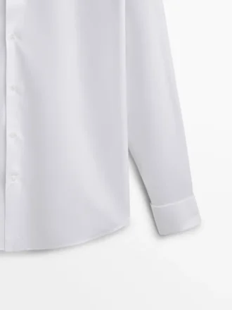 Slim Fit Cotton Shirt with Double Cuffs