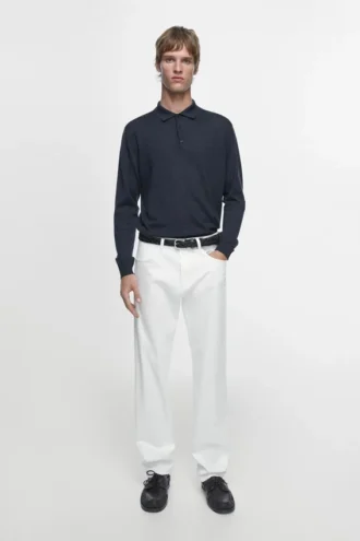 Slim Fit Denim-Effect Trousers