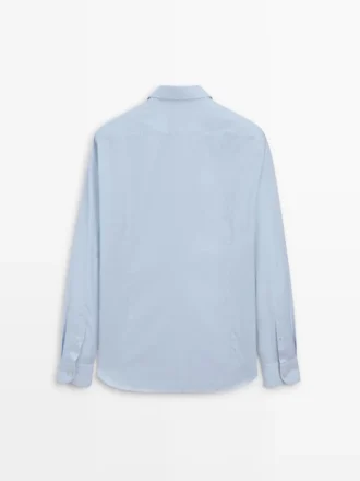 Slim Fit Micro-Checked 100% Cotton Shirt