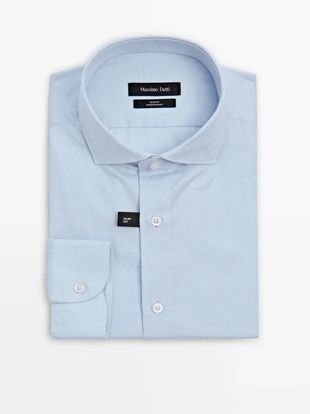 Slim Fit Micro-Checked 100% Cotton Shirt Slim Fit Micro-Checked 100% Cotton Shirt