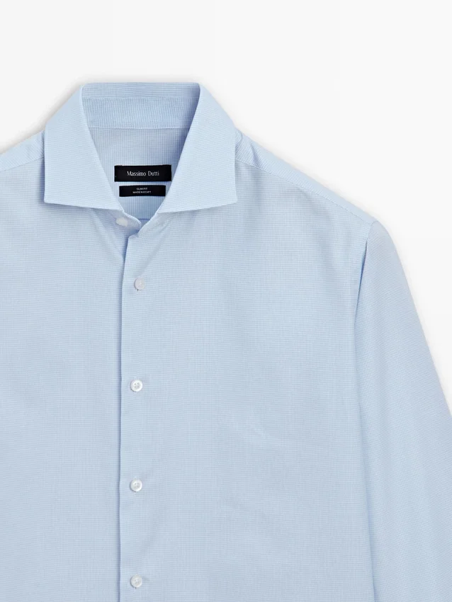 Slim Fit Micro-Checked 100% Cotton Shirt Slim Fit Micro-Checked 100% Cotton Shirt