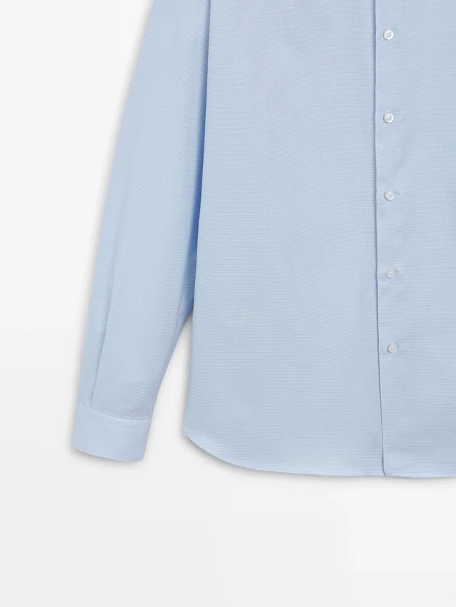 Slim Fit Micro-Checked 100% Cotton Shirt Slim Fit Micro-Checked 100% Cotton Shirt