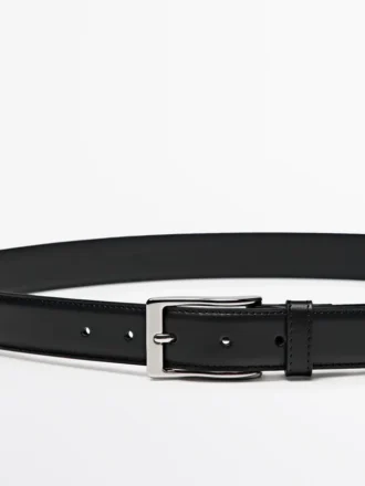 Smart Nappa Leather Belt with Topstitching