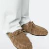 Soft Leather Loafers with Gathered Detail