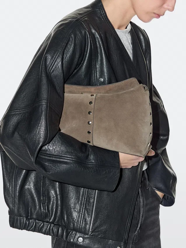 Split Leather Bag with Stud Details Split Leather Bag with Stud Details