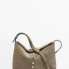 Split Leather Bag with Stud Details Split Leather Bag with Stud Details