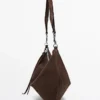 Split Leather Half-Moon Bag