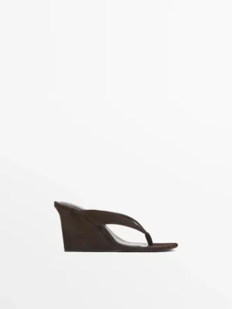 Split Leather High-Heel Wedge Sandals Split Leather High-Heel Wedge Sandals
