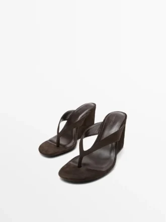 Split Leather High-Heel Wedge Sandals Split Leather High-Heel Wedge Sandals