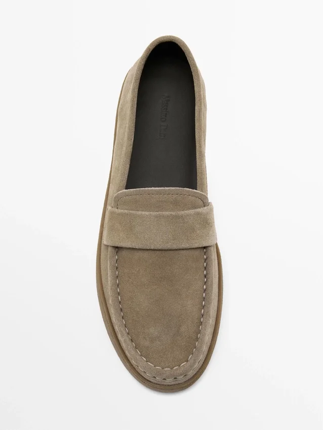 Split Leather Loafers with Caramel Sole Split Leather Loafers with Caramel Sole