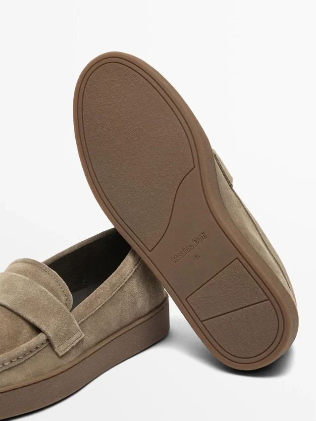 Split Leather Loafers with Caramel Sole Split Leather Loafers with Caramel Sole