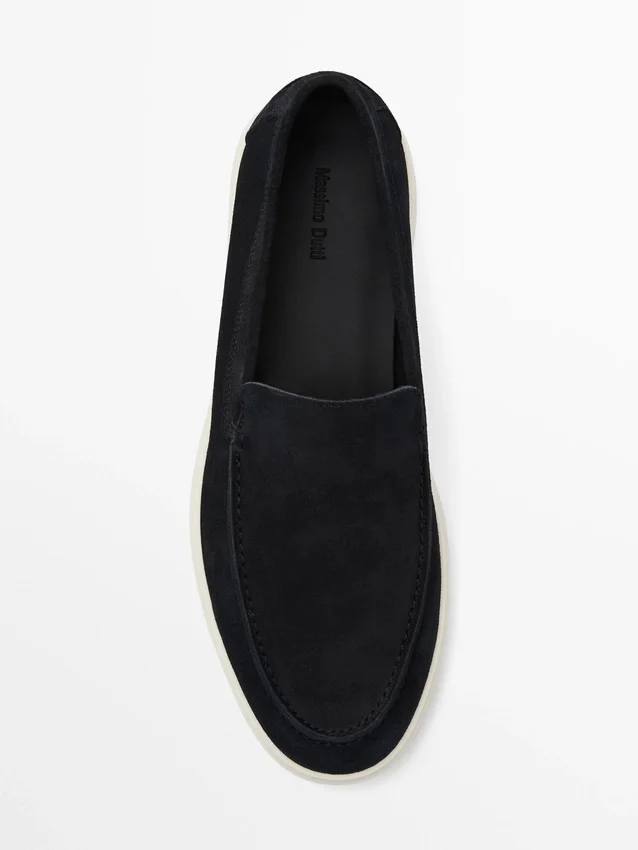 Split Leather Loafers with Moc Toe Split Leather Loafers with Moc Toe