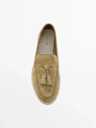 Split Leather Loafers with Tassels