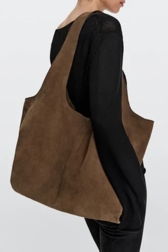 Split Leather Maxi Tote Bag