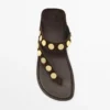 Split Leather Sandals with Studs