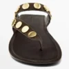 Split Leather Sandals with Studs