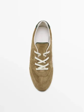 Split Leather Trainers with Piece Details