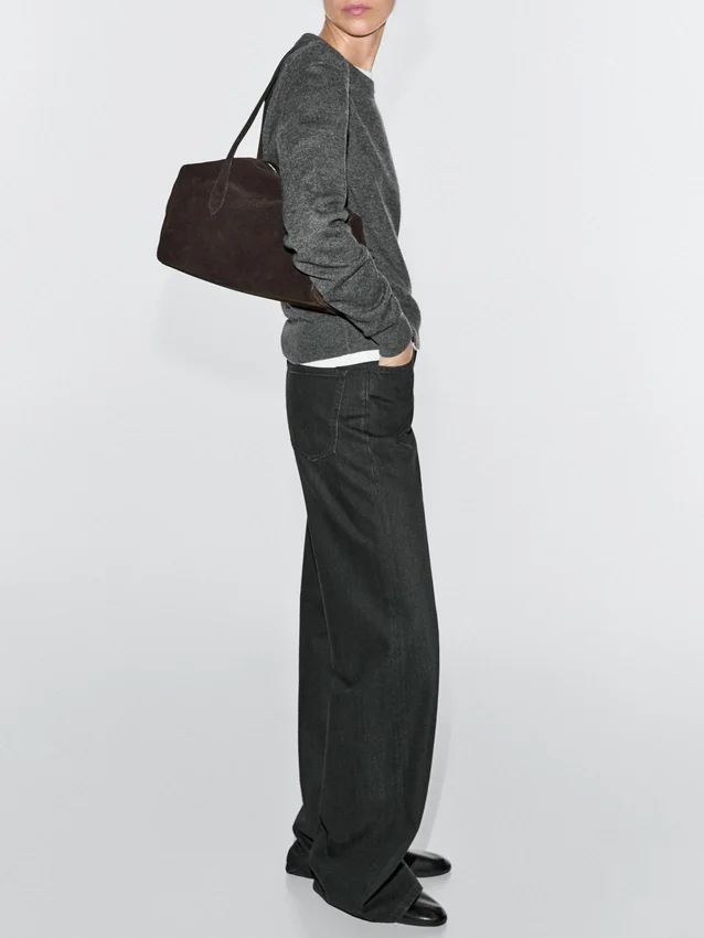 Split Leather West Satchel Bag Split Leather West Satchel Bag