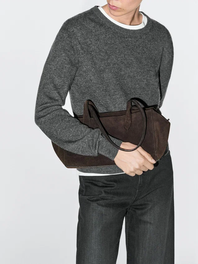 Split Leather West Satchel Bag Split Leather West Satchel Bag