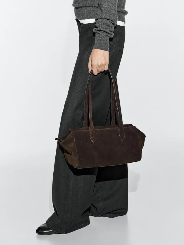 Split Leather West Satchel Bag Split Leather West Satchel Bag